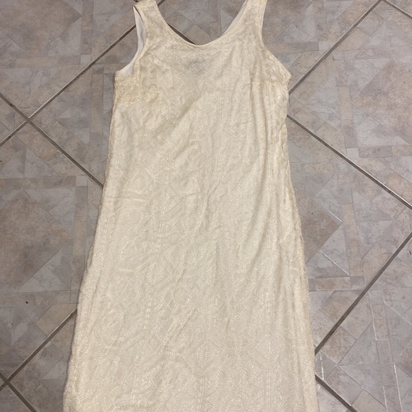 F womens Mlle Gabrielle solid cream color lined pullover plus size dress size 18 - Picture 3 of 6